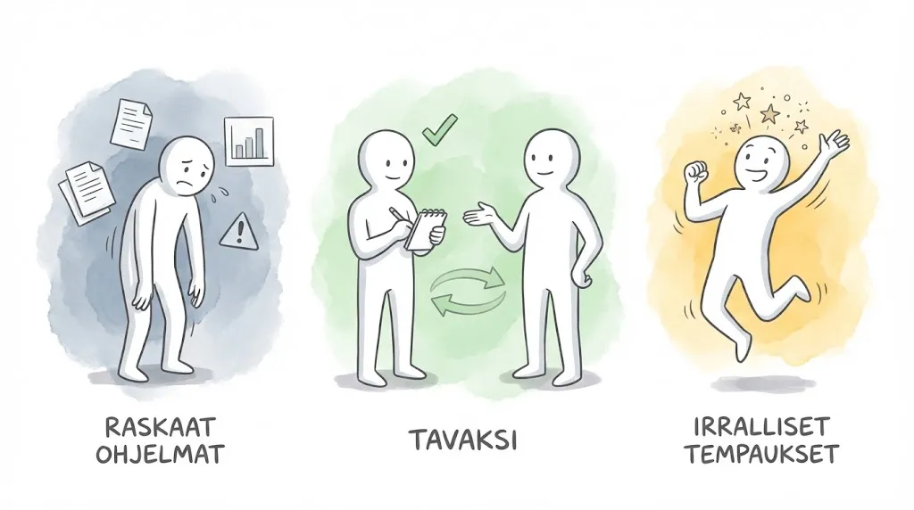 Miksi Tavaksi-menetelmä on erilainen? Ei raskas ohelma tai irrallinen tempaus vaan pysyvä muutos.